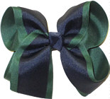 Large Evergreen and Navy Large Overlay School Bow